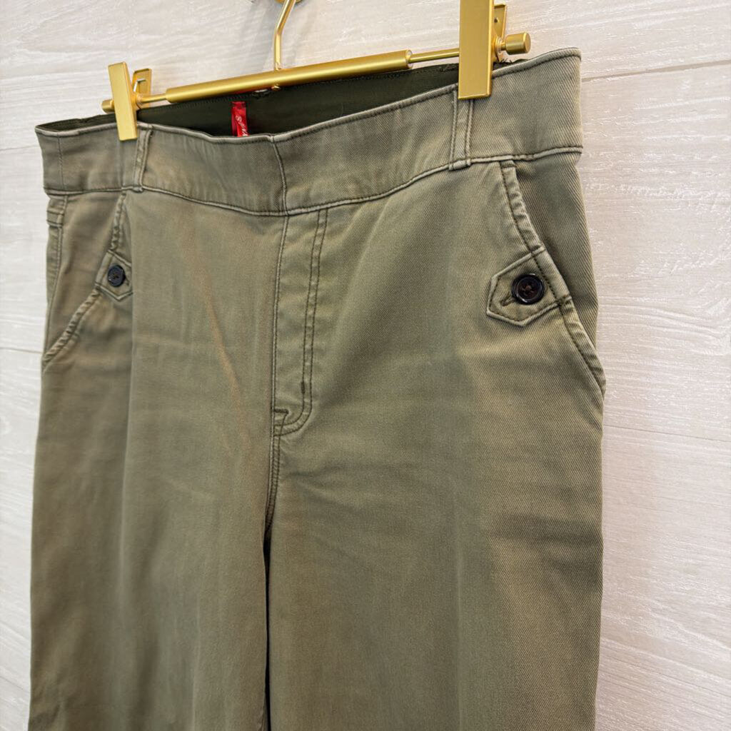 Spanx Green Wide Leg Cropped Pull On Pants Large
