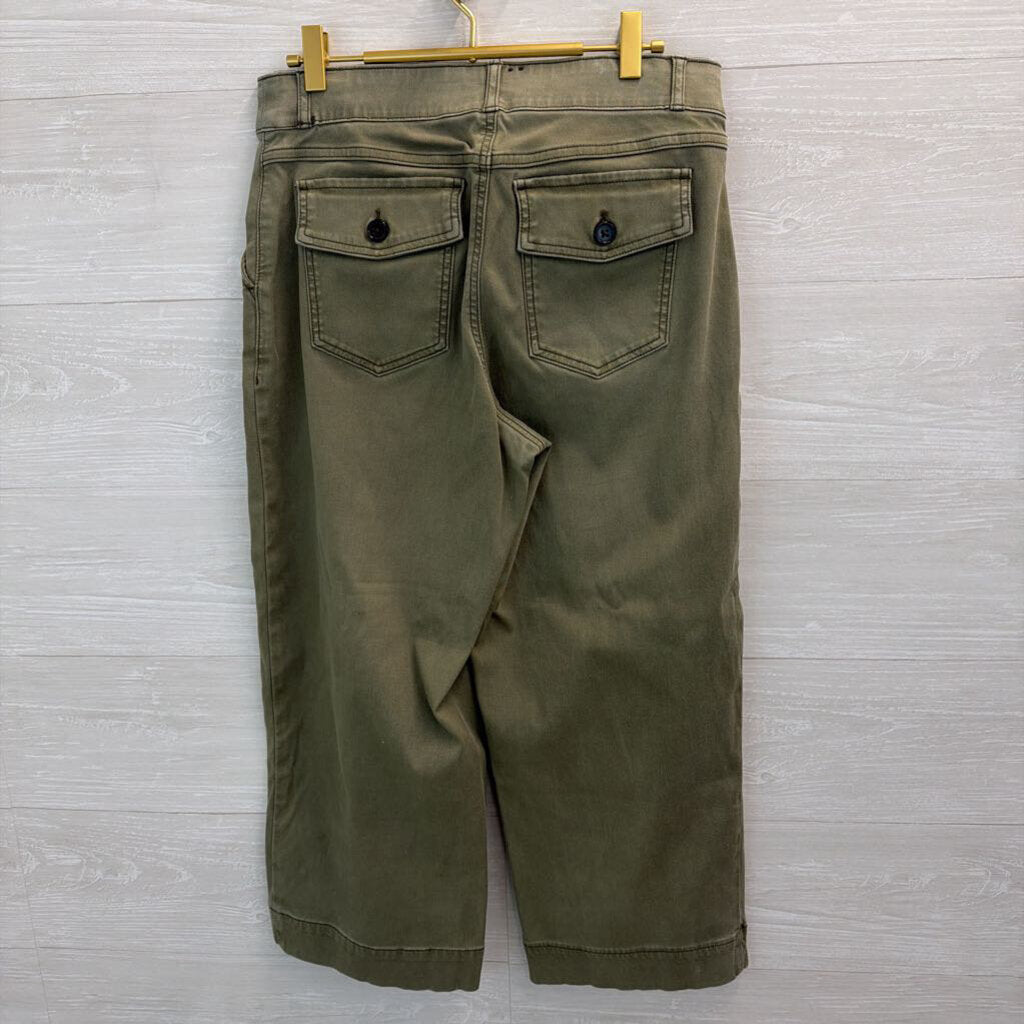 Spanx Green Wide Leg Cropped Pull On Pants Large