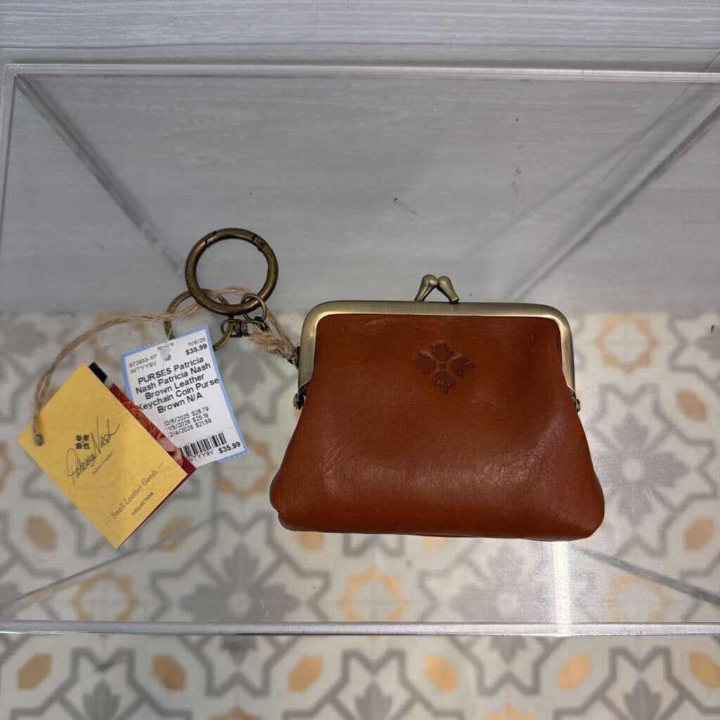 Patricia Nash Brown Leather Keychain Coin Purse