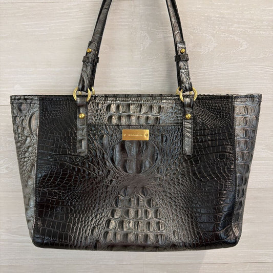 Brahmin Grey Medium Asher Melbourne Leather Tote Purse