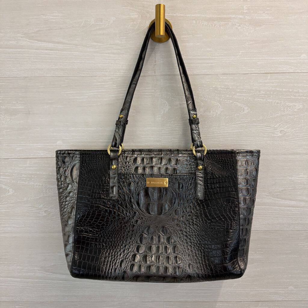 Brahmin Grey Medium Asher Melbourne Leather Tote Purse