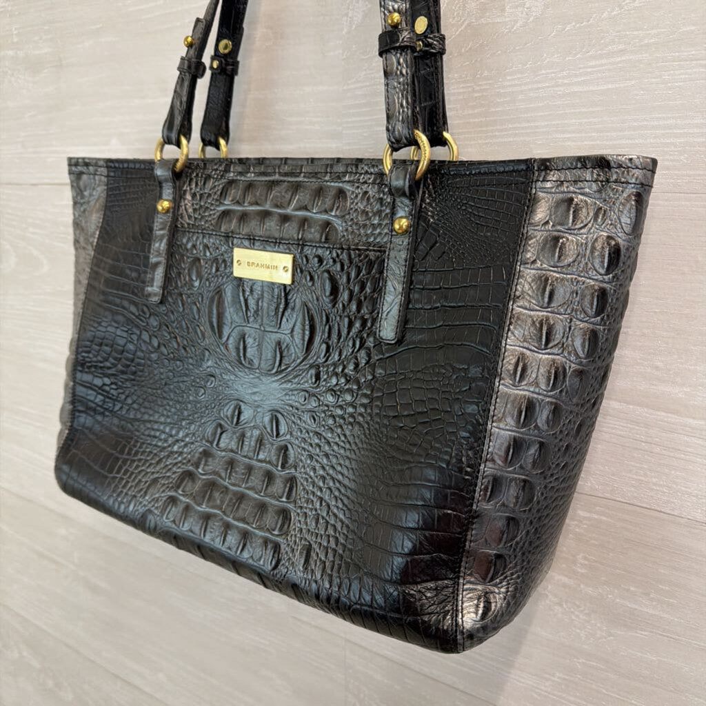 Brahmin Grey Medium Asher Melbourne Leather Tote Purse