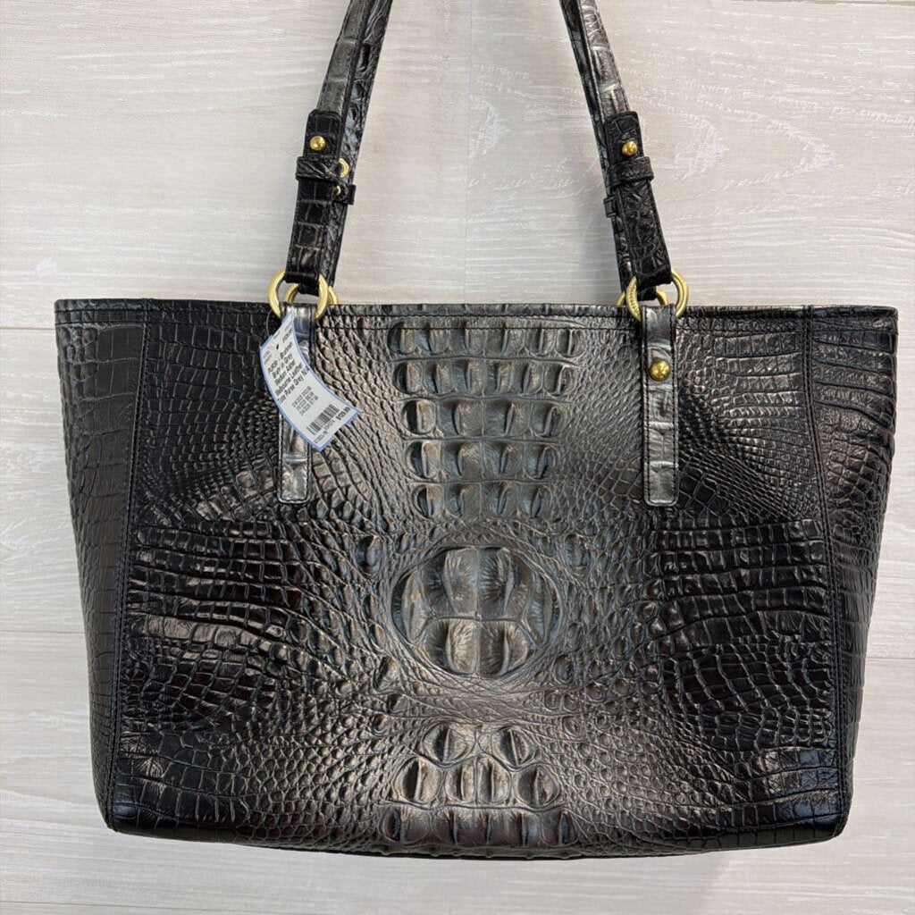 Brahmin Grey Medium Asher Melbourne Leather Tote Purse