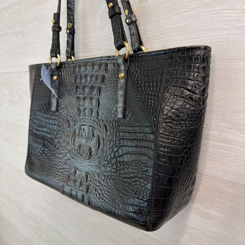 Brahmin Grey Medium Asher Melbourne Leather Tote Purse