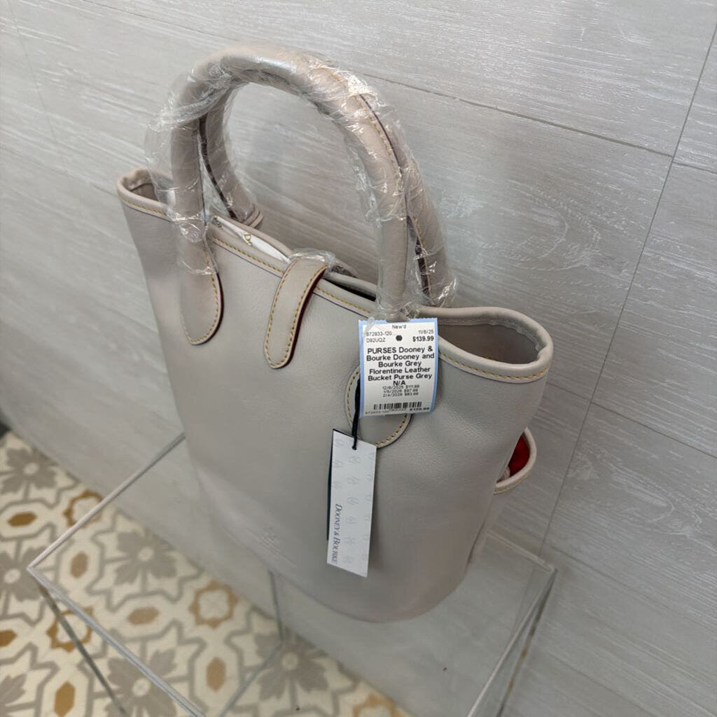 Dooney and Bourke Grey Florentine Leather Bucket Purse