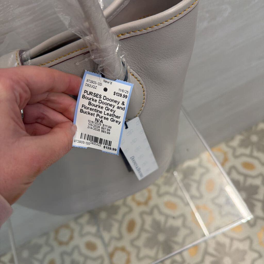 Dooney and Bourke Grey Florentine Leather Bucket Purse