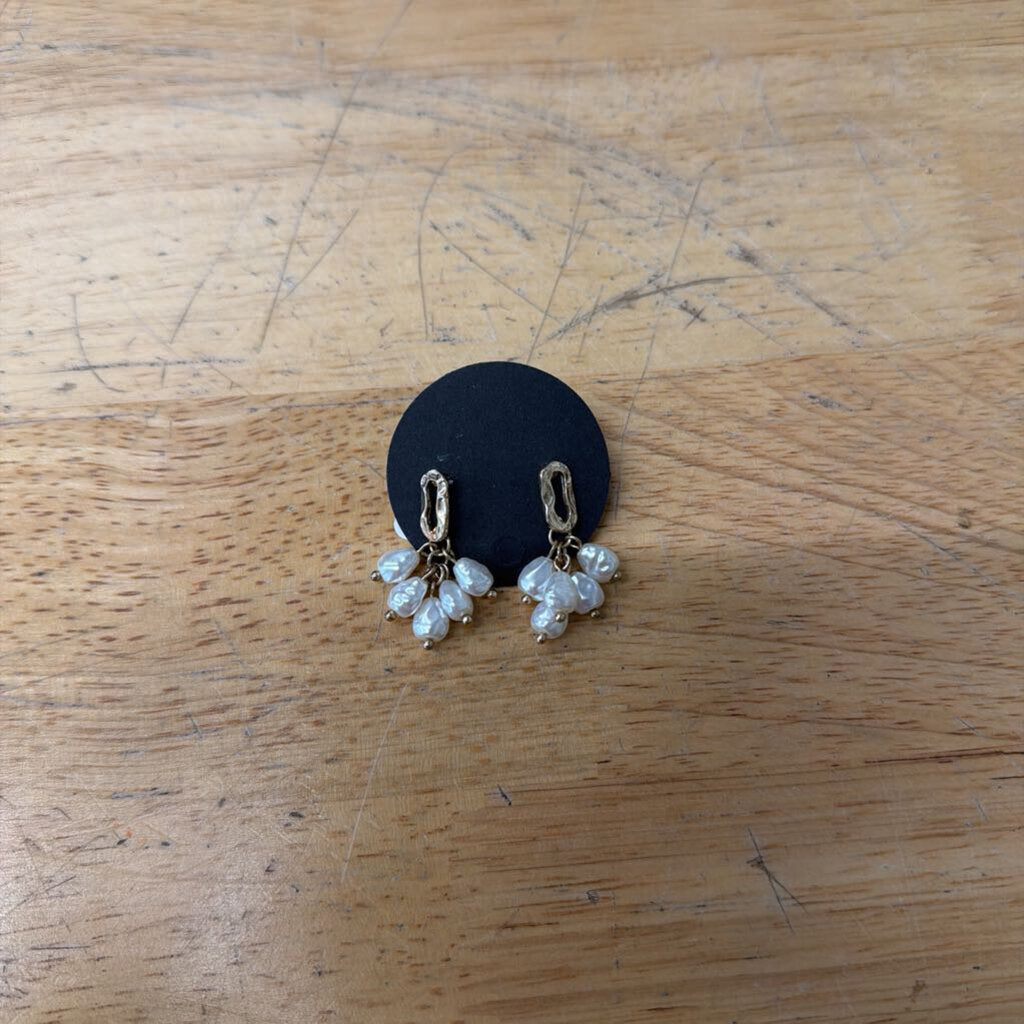 Gold/ Pearl Dainty Drop Earrings