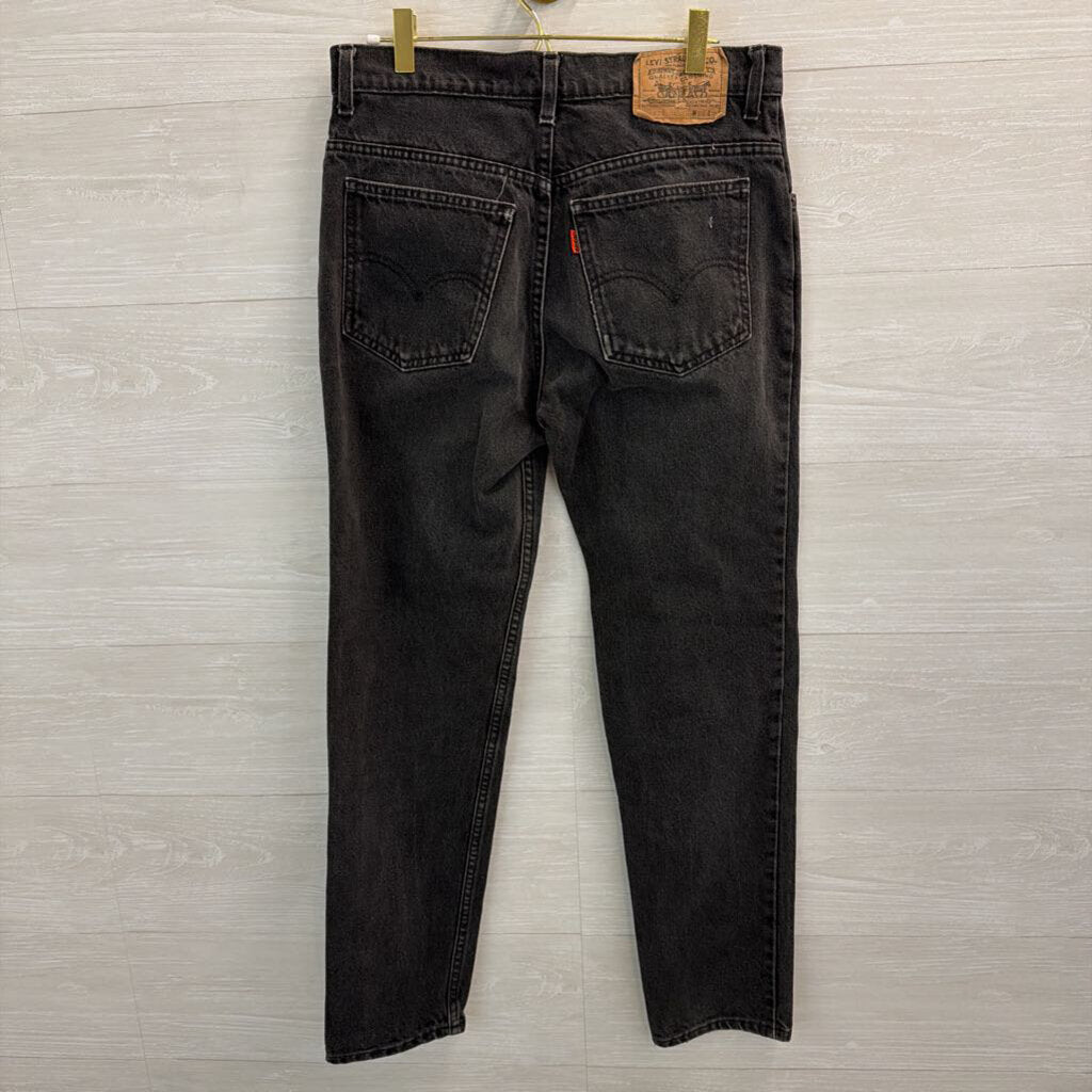 Levi Black Denim Straight Leg Jeans 29 Short