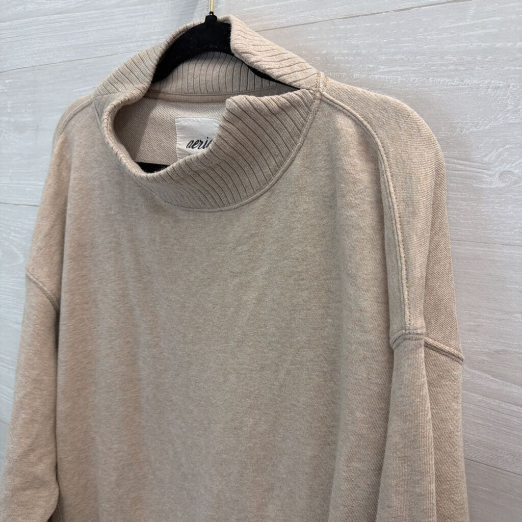 Aerie Beige Mock Neck Long Sleeve Pullover Medium