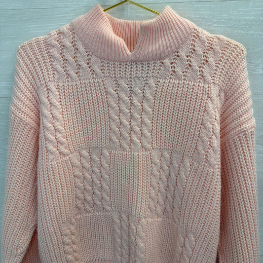Vintage The American Line Pink Knit Mock Neck Sweater Medium