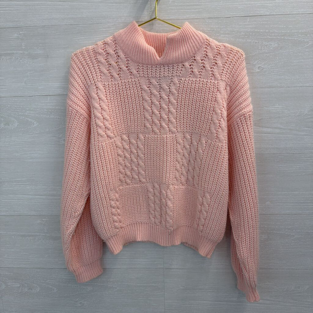 Vintage The American Line Pink Knit Mock Neck Sweater Medium