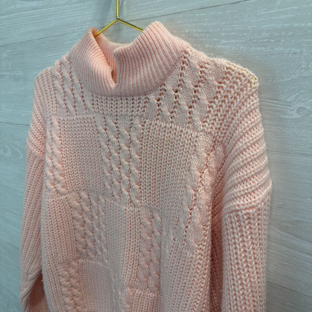 Vintage The American Line Pink Knit Mock Neck Sweater Medium