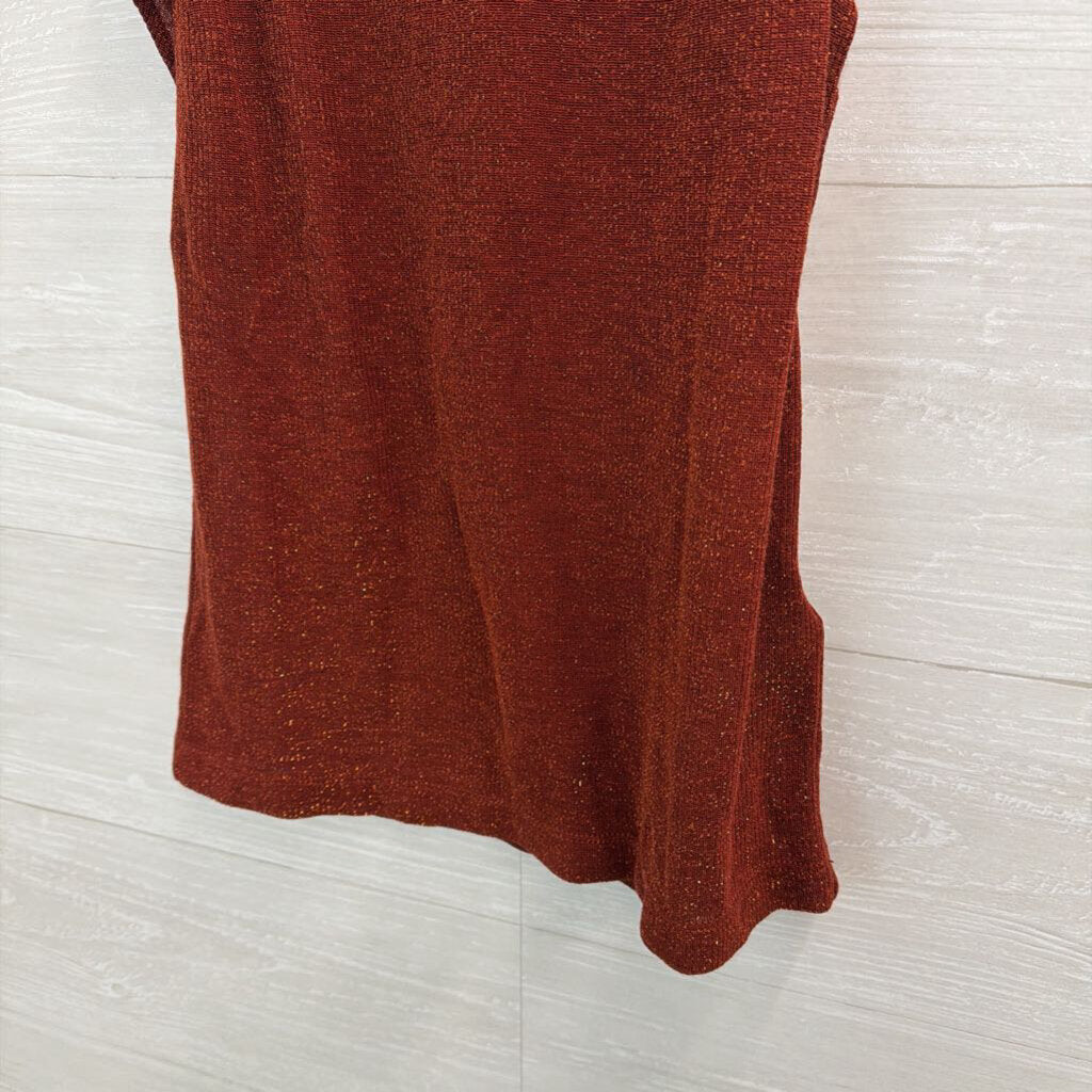 Madewell Burnt Orange Shimmer Ruffle Strap Top XXS