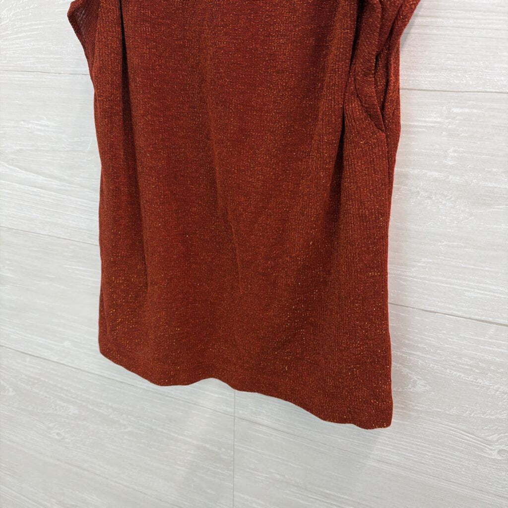 Madewell Burnt Orange Shimmer Ruffle Strap Top XXS
