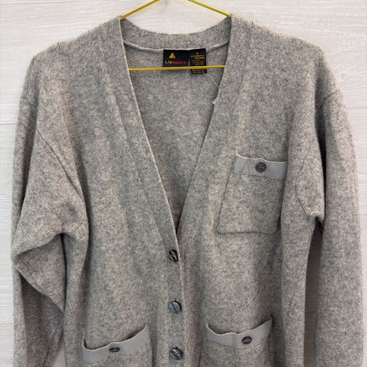 Liz Sport Grey Wool Blend Cardigan Sweater Medium