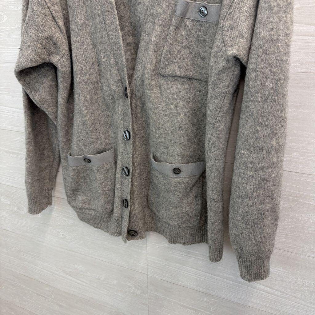 Liz Sport Grey Wool Blend Cardigan Sweater Medium