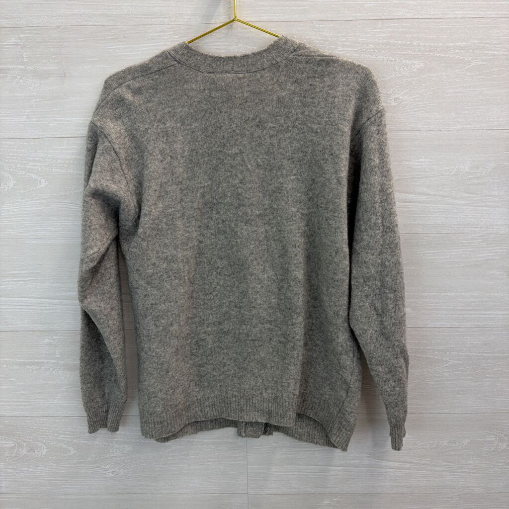 Liz Sport Grey Wool Blend Cardigan Sweater Medium
