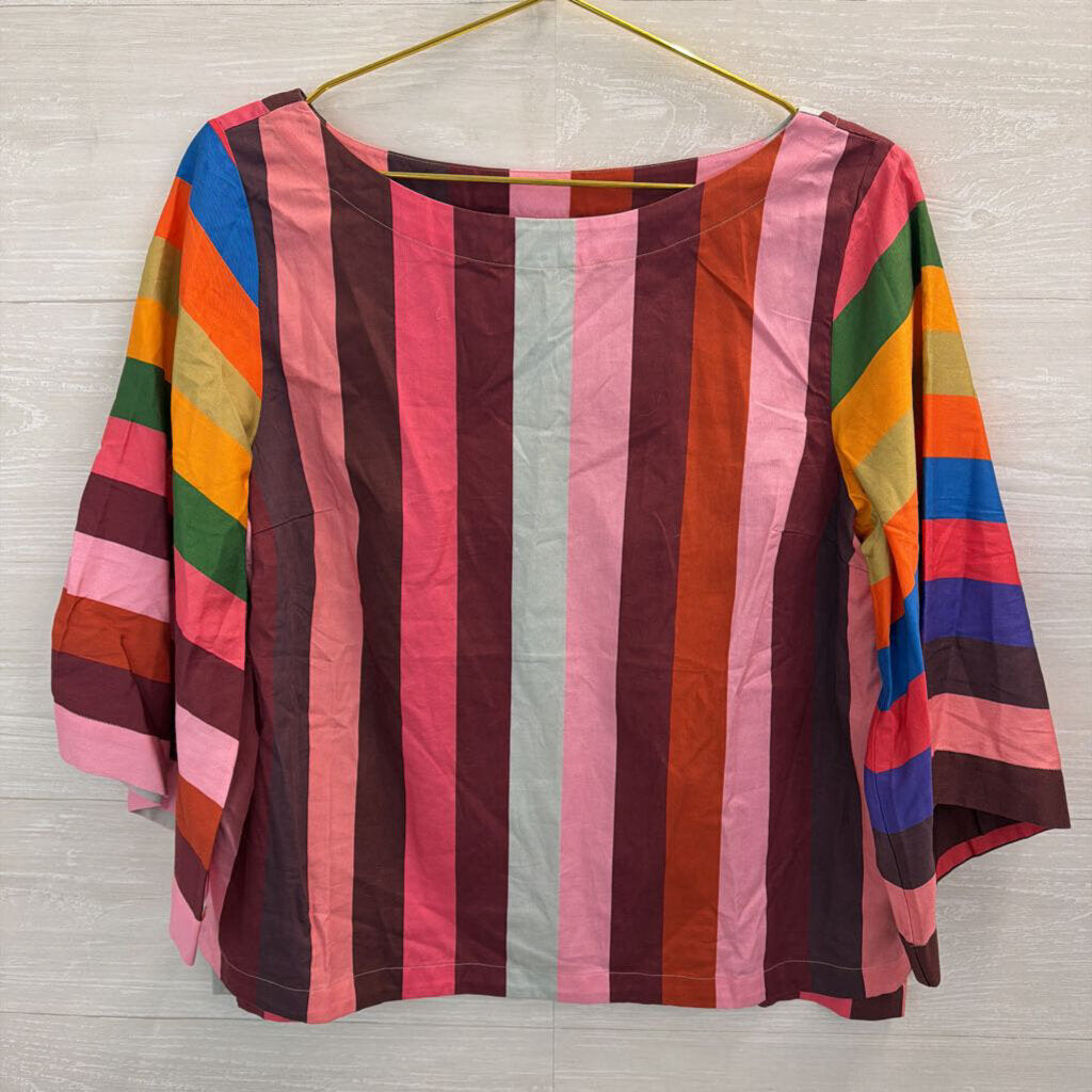 Geisha Designs Multi Color Striped Long Sleeve Top Medium