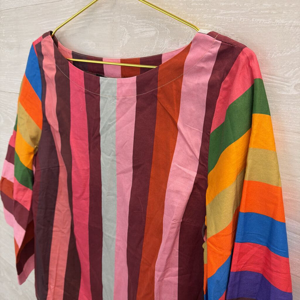 Geisha Designs Multi Color Striped Long Sleeve Top Medium