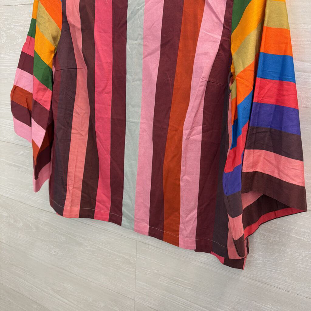 Geisha Designs Multi Color Striped Long Sleeve Top Medium