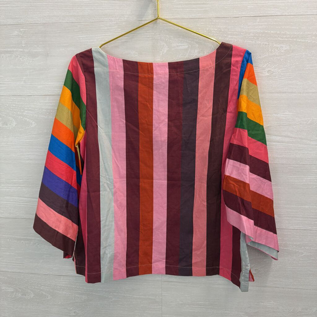 Geisha Designs Multi Color Striped Long Sleeve Top Medium