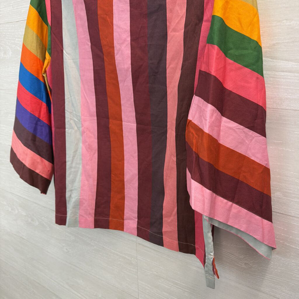 Geisha Designs Multi Color Striped Long Sleeve Top Medium