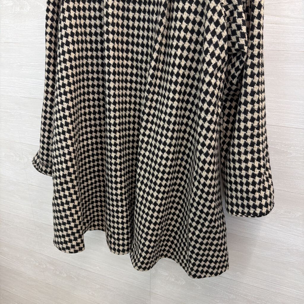 Ashley Scott Black/ White Houndstooth Open Front Long Jacket Large