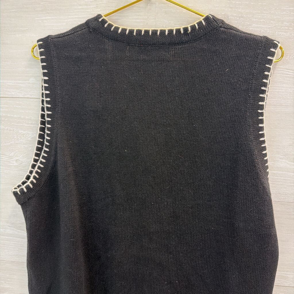 Vintage Victoria Jones Black/ Multi Santa Sweater Vest Large