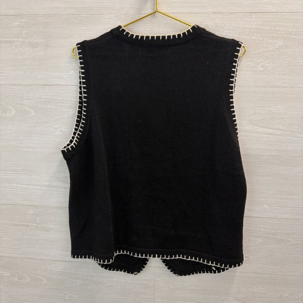 Vintage Victoria Jones Black/ Multi Santa Sweater Vest Large