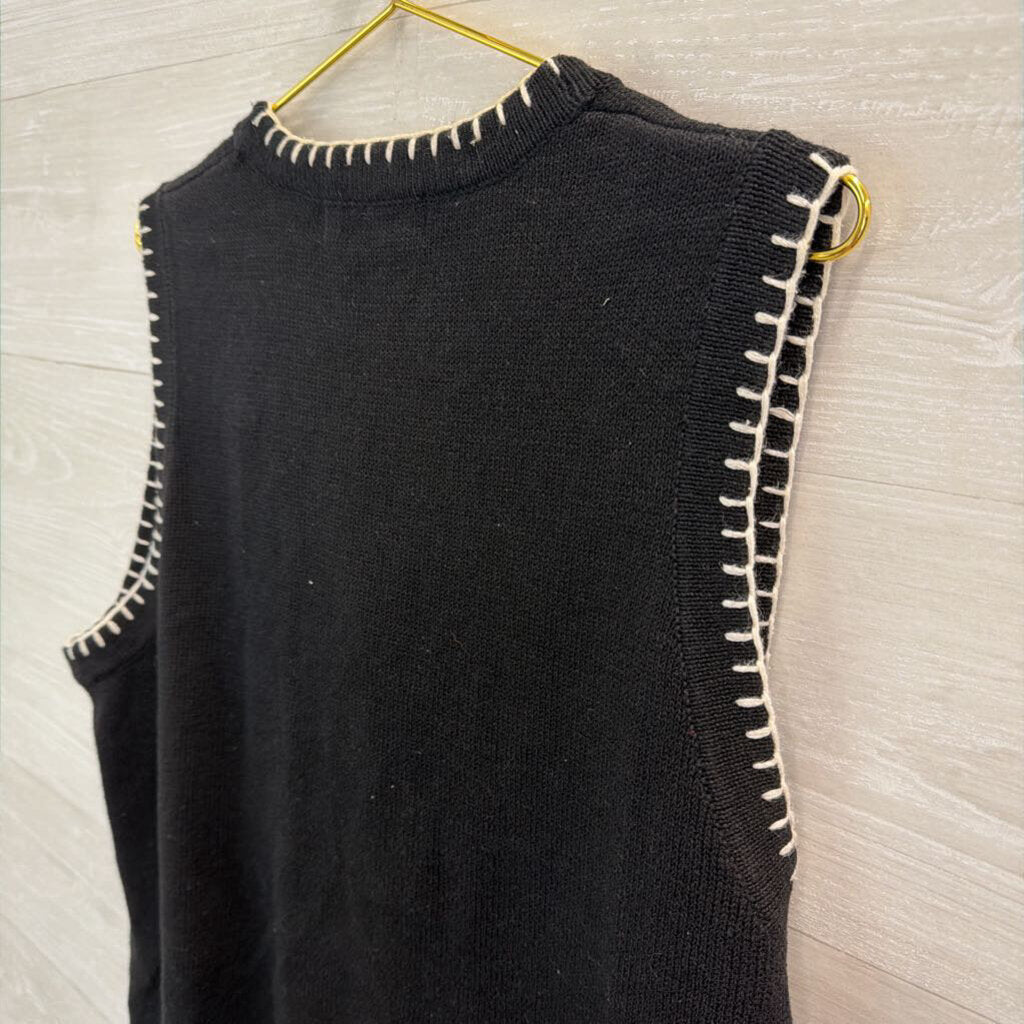 Vintage Victoria Jones Black/ Multi Santa Sweater Vest Large