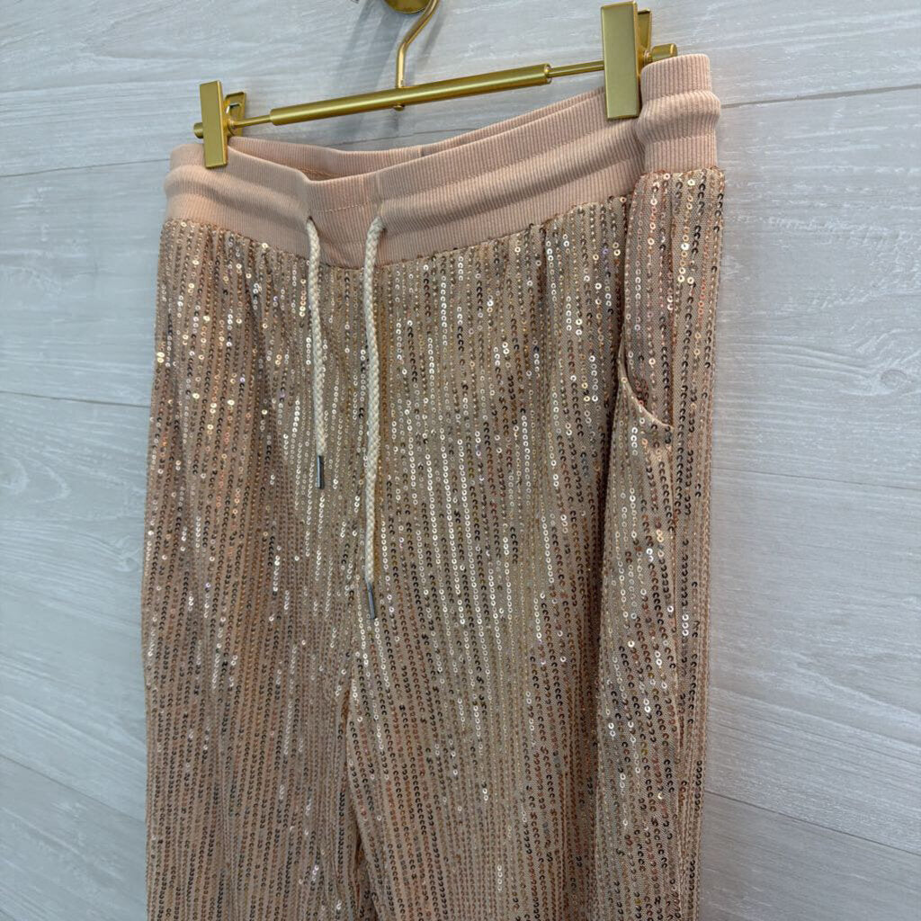 Saints and Hearts Gold Sequin Pull On Jogger Pants Large