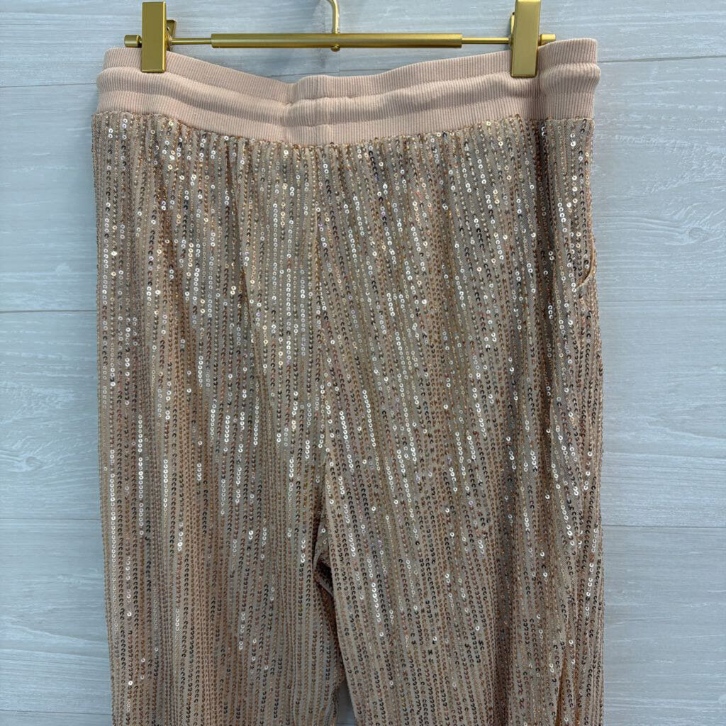 Saints and Hearts Gold Sequin Pull On Jogger Pants Large