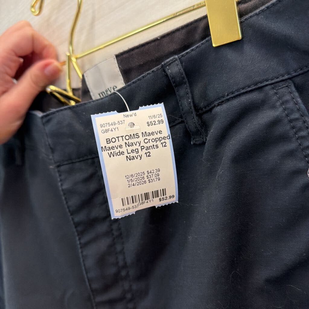Maeve Navy Cropped Wide Leg Pants 12