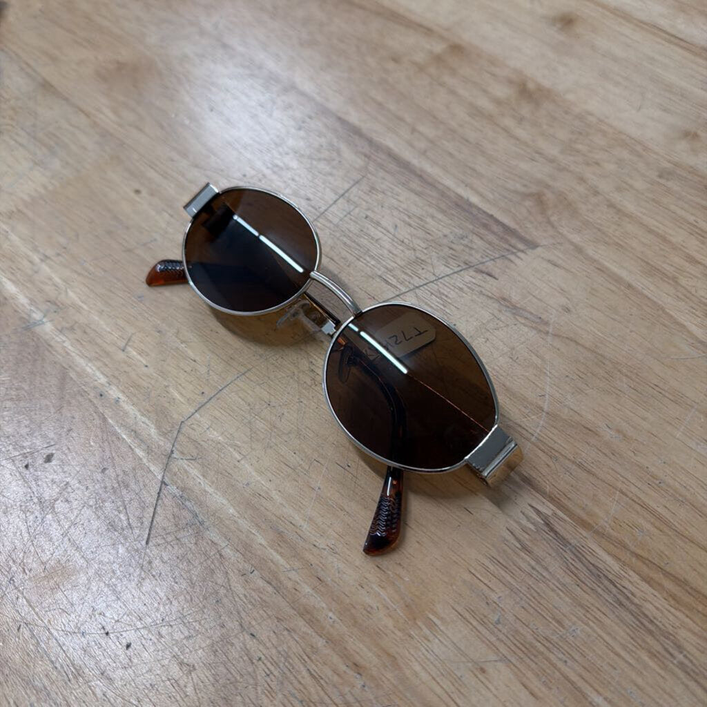 Brown/ Gold Oval Sunglasses