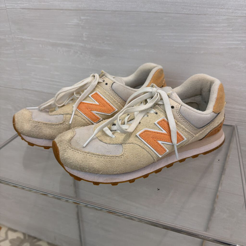 New Balance Beige/ Orange 574 Sneakers 7