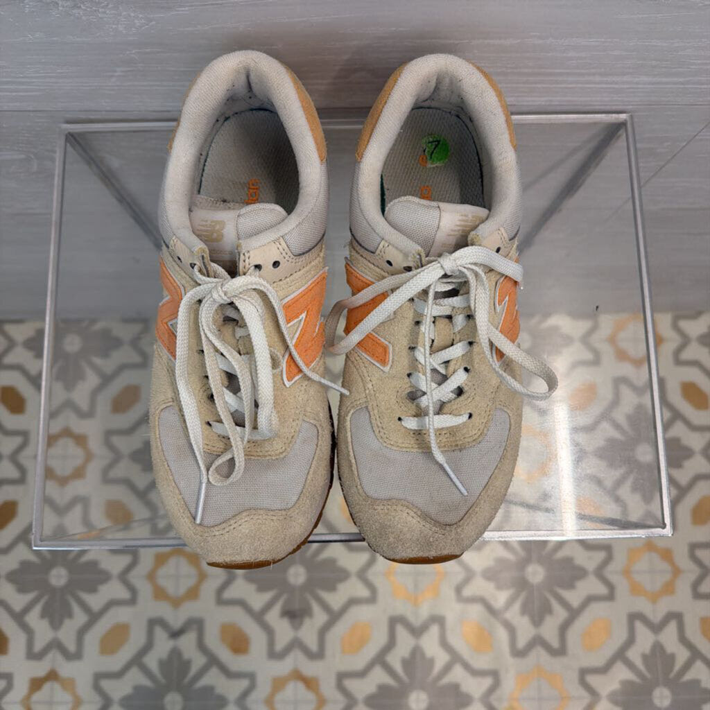 New Balance Beige/ Orange 574 Sneakers 7