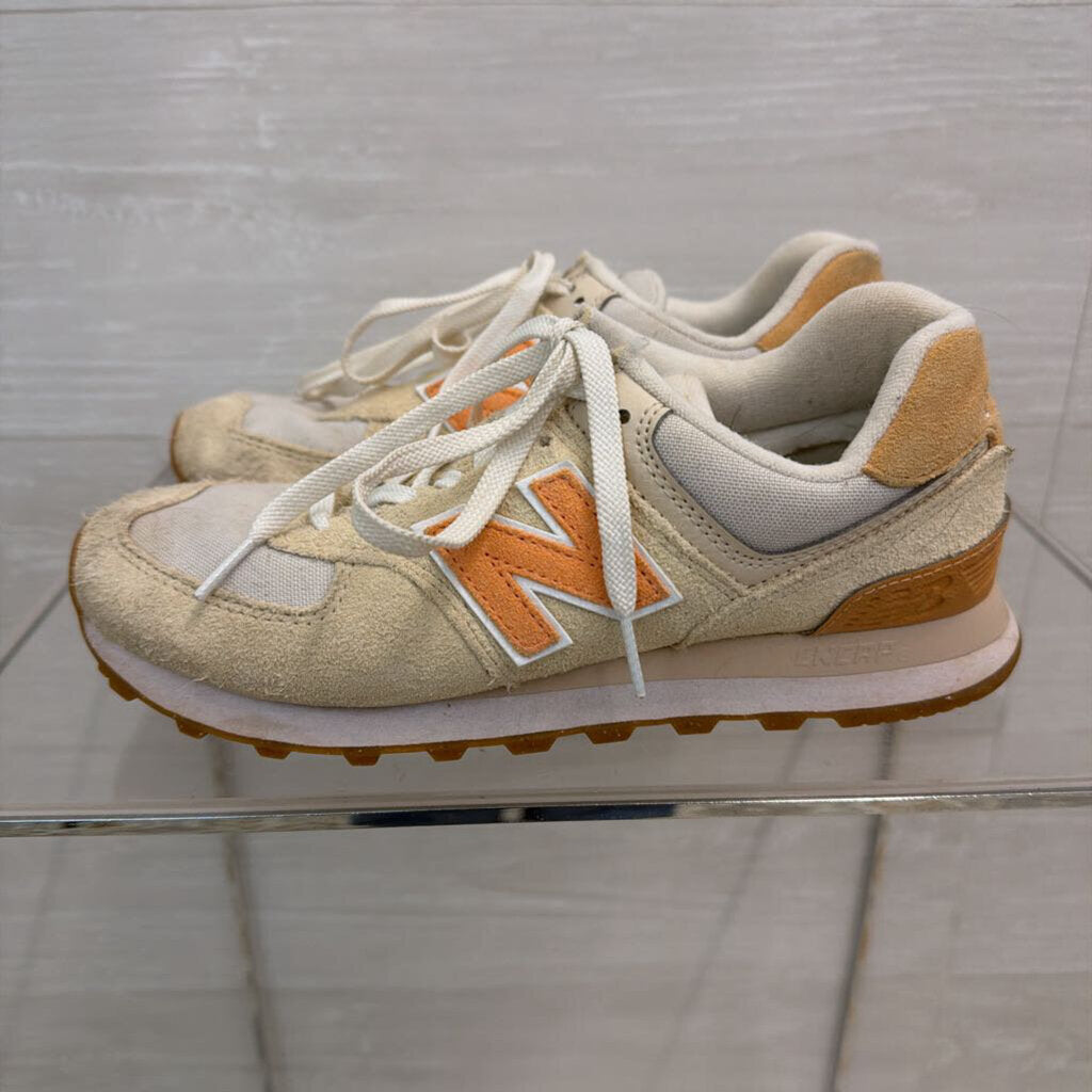 New Balance Beige/ Orange 574 Sneakers 7