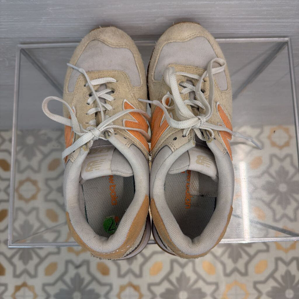 New Balance Beige/ Orange 574 Sneakers 7