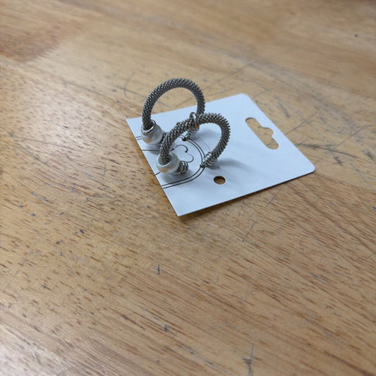 Silver/ Pearl Detail Hoop Earrings