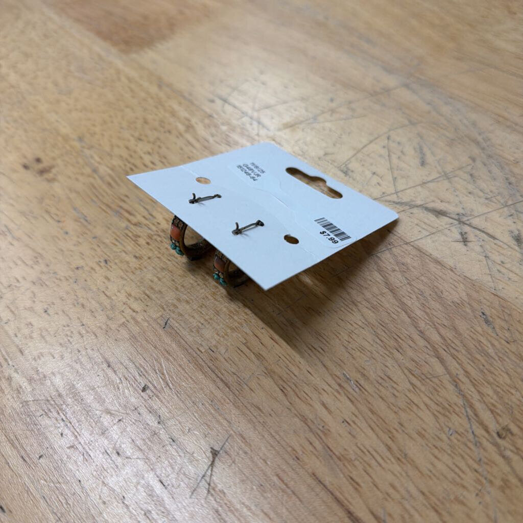 Multi Color Stone Small Hoop Earrings