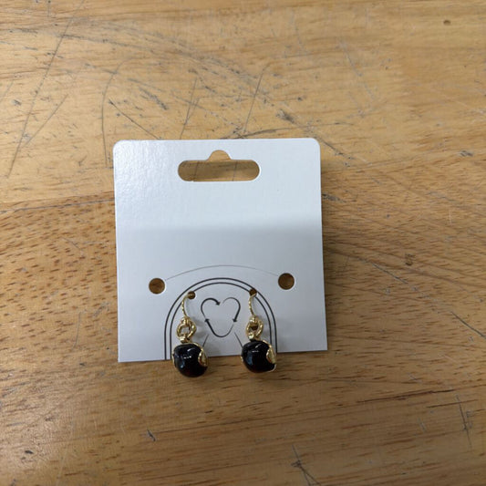Gold/ Black Stone Dainty Drop Earrings