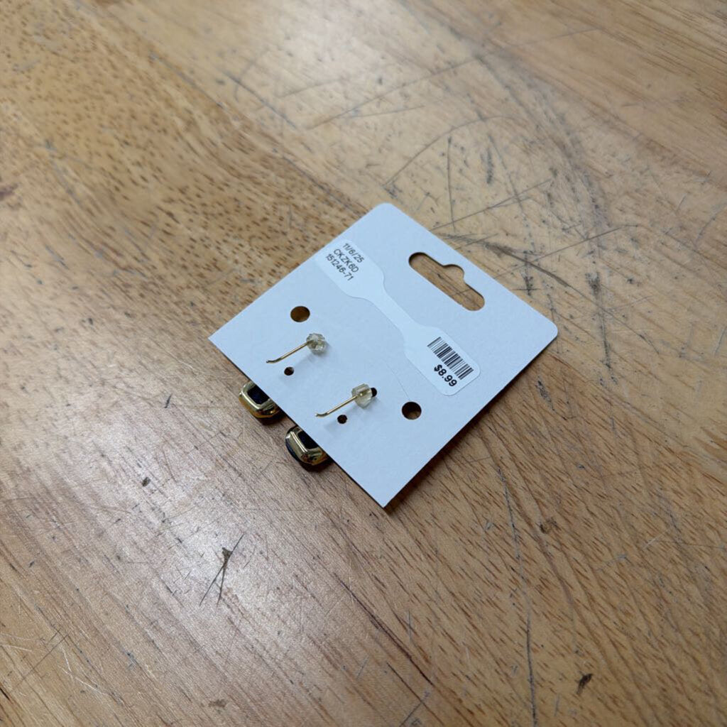 Gold/ Black Stone Dainty Drop Earrings