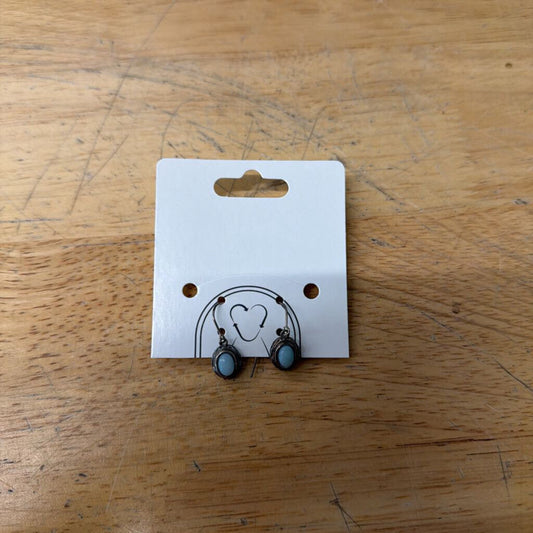 Silver/ Blue Stone Dainty Drop Earrings