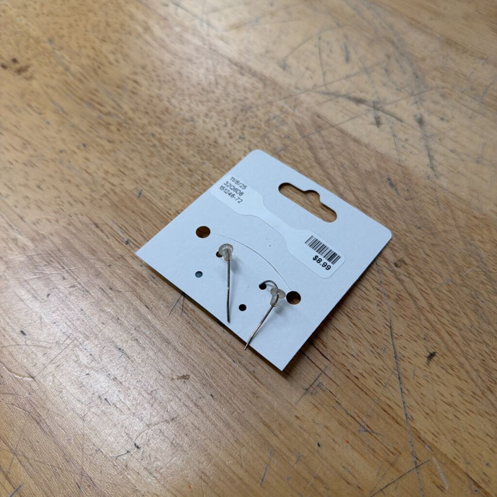 Silver/ Blue Stone Dainty Drop Earrings