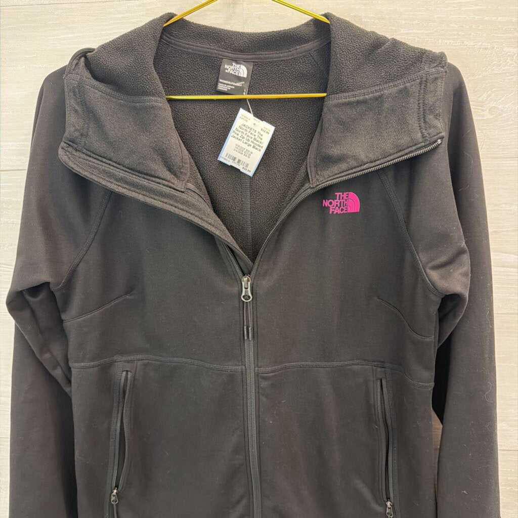 The North Face Black/ Pink Zip Up Hooded Jacket Large