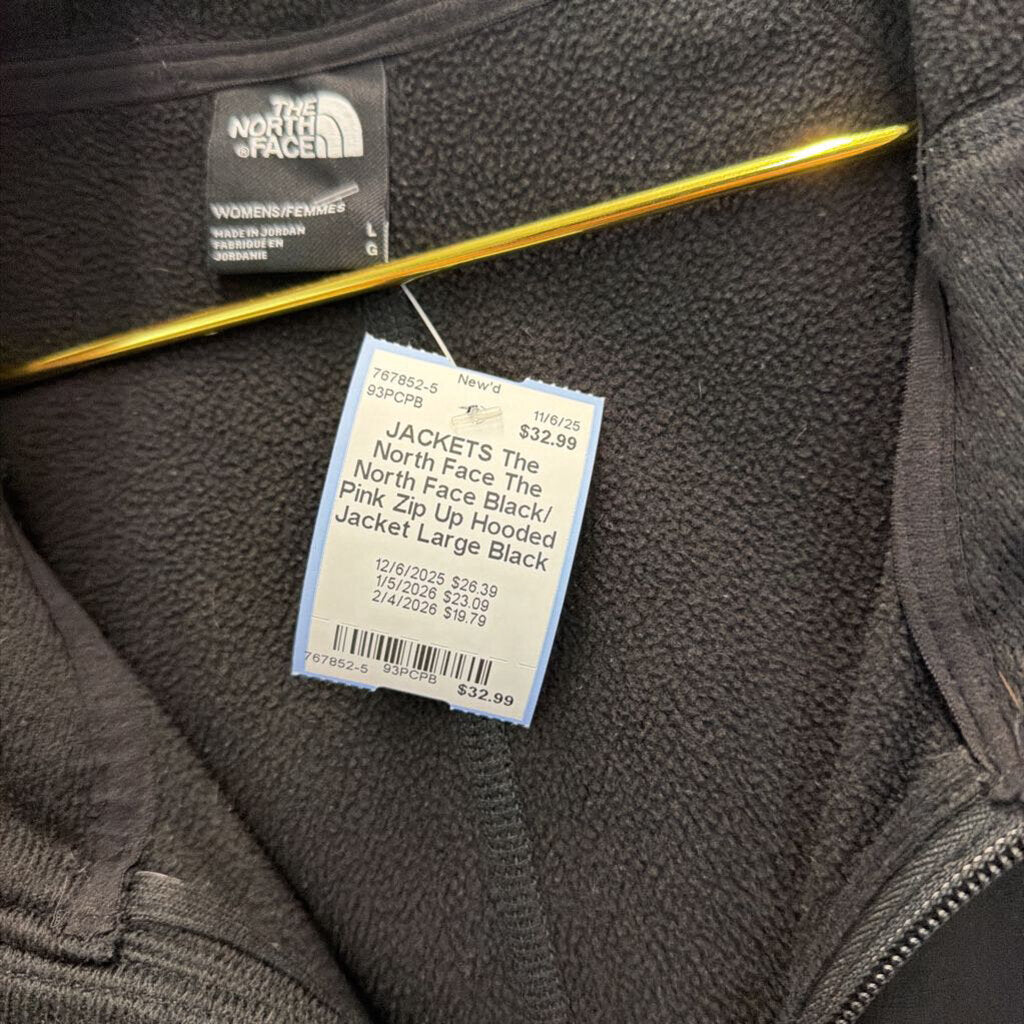 The North Face Black/ Pink Zip Up Hooded Jacket Large