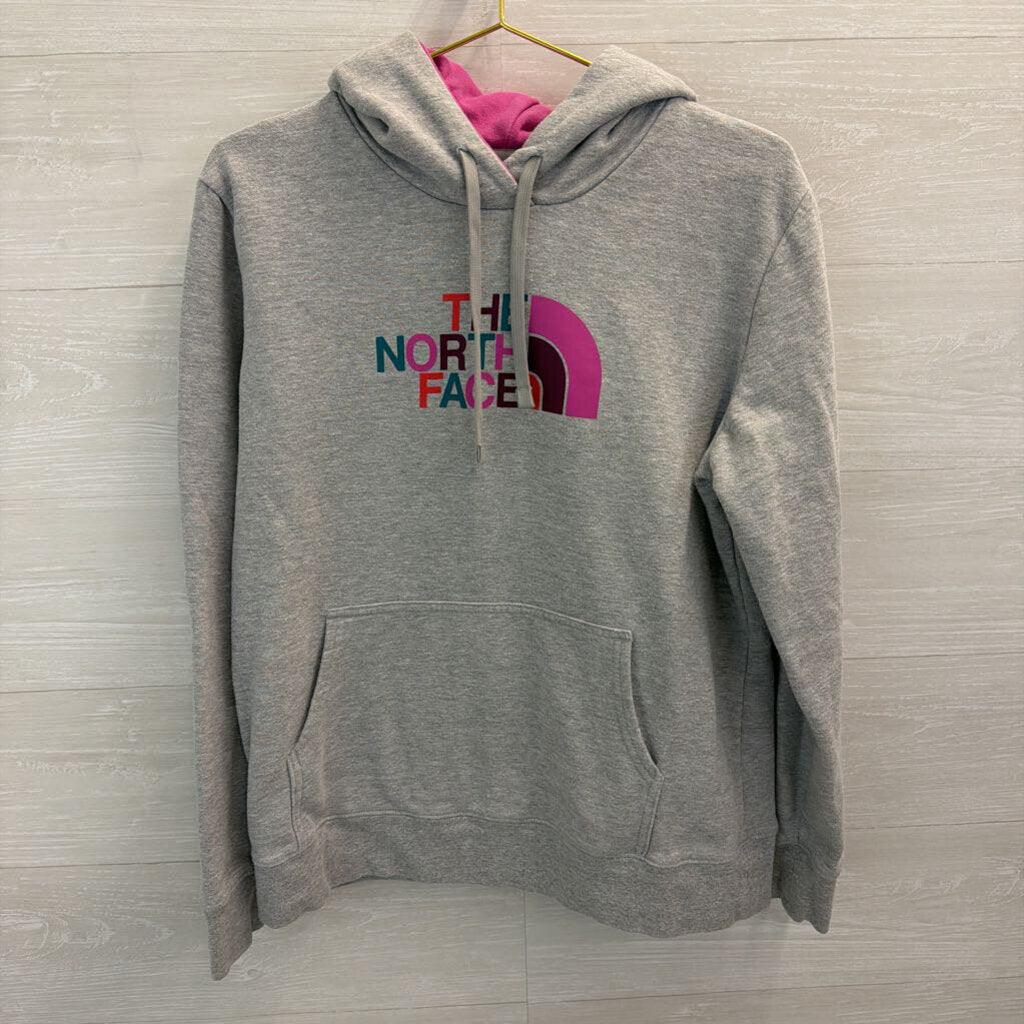 The North Face Grey/ Multi Logo Hoodie Extra Large