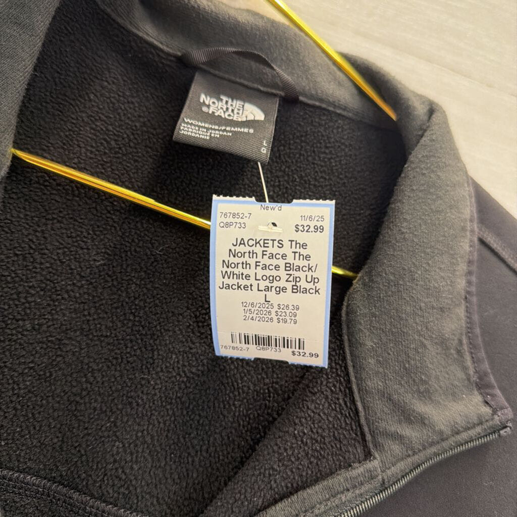 The North Face Black/ White Logo Zip Up Jacket Large