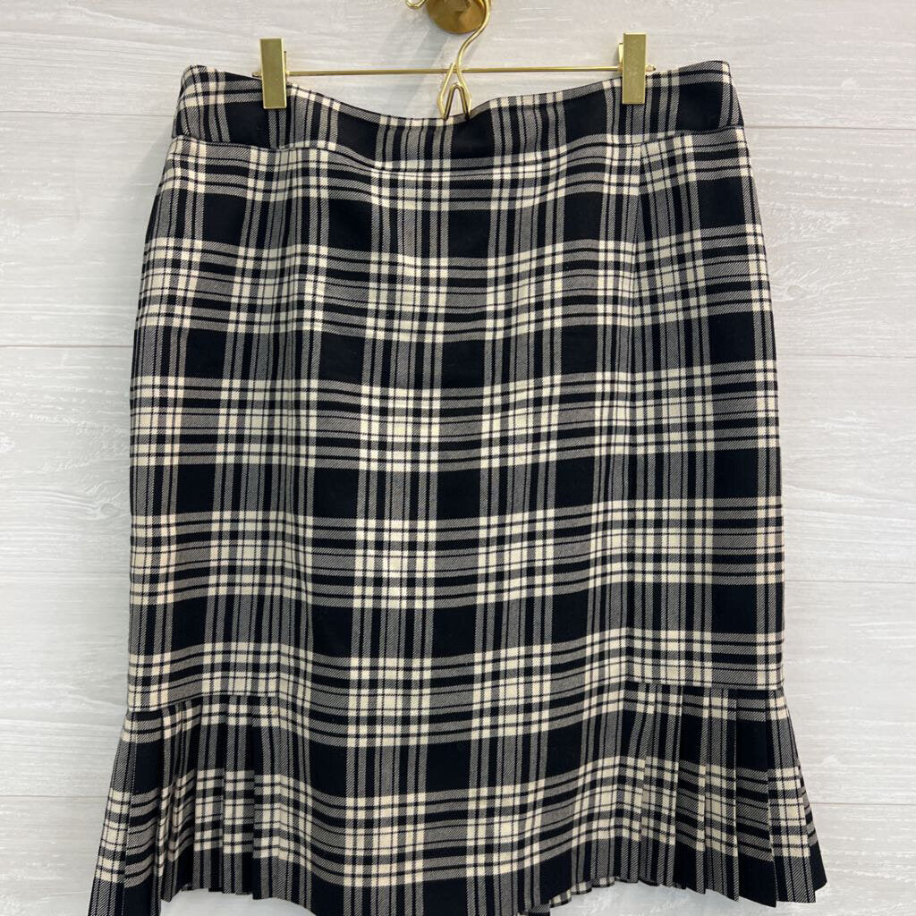 Brooks Brothers 346 Black/White Plaid Skirt 14