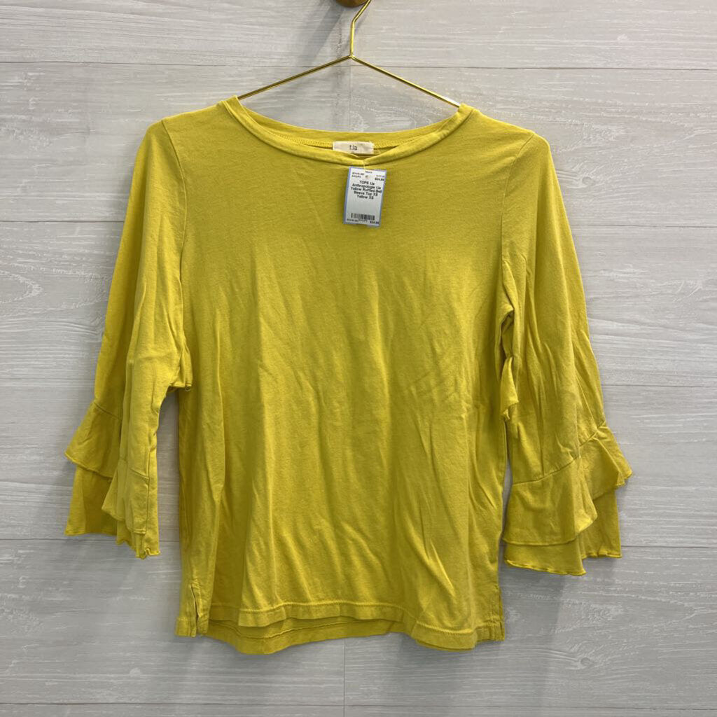 Anthropologie t.la Yellow Ruffled Bell Sleeve Top XS